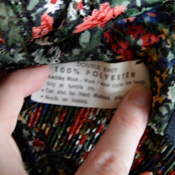 Vintage 1970s Sheer Floral Accordion Pleated High Neck Liz Roberts Dress Frills - Picture 9 of 9